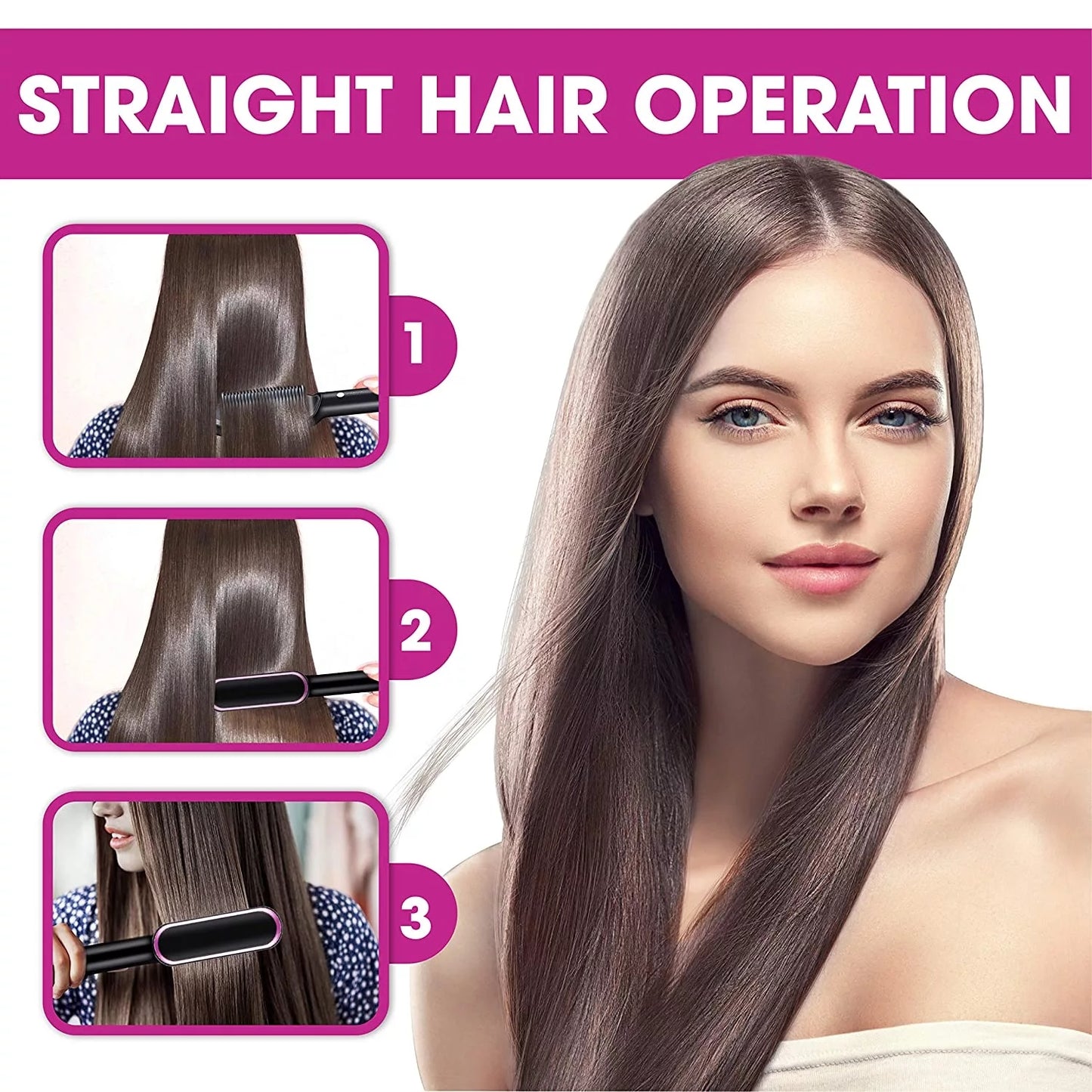 2 in 1 Hair Straightener & Curling Brush ✨