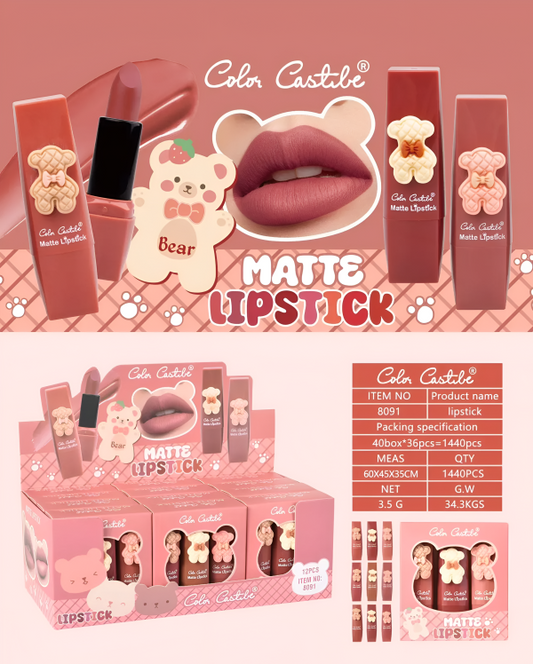 Color Castile Bear Matte Lipstick Set – Pack of 3 Bold & Long-Lasting Shades