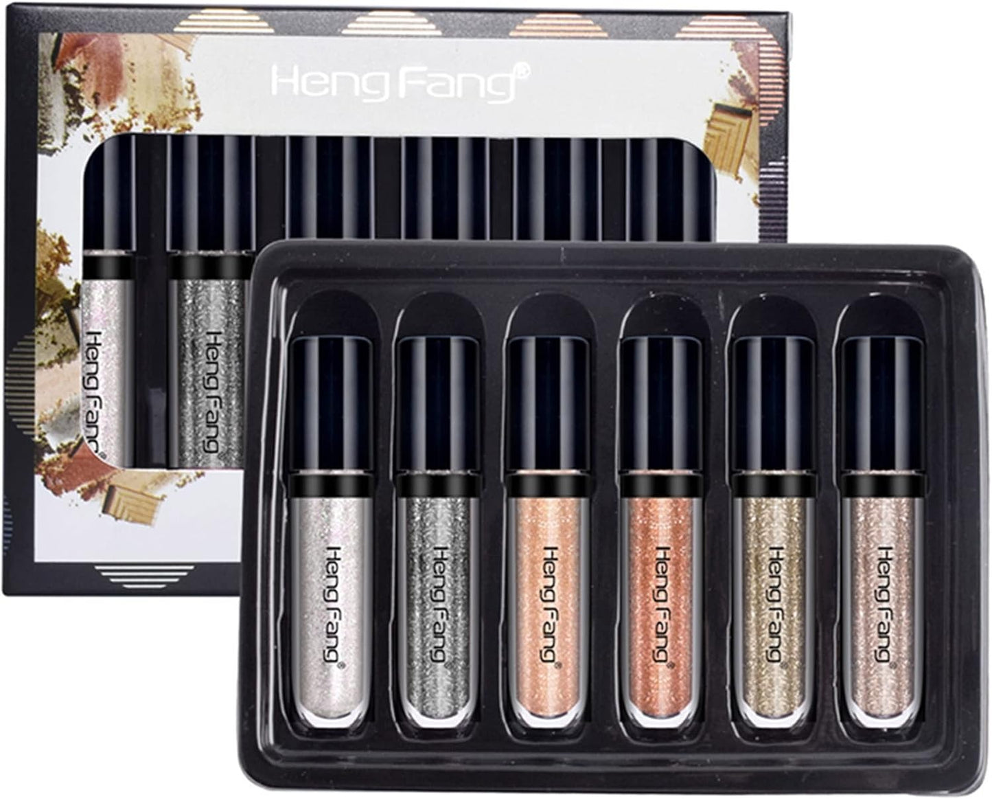 Heng Fang 6-Piece Liquid Glitter Eyeshadow Set – Waterproof & Long-Lasting Sparkle