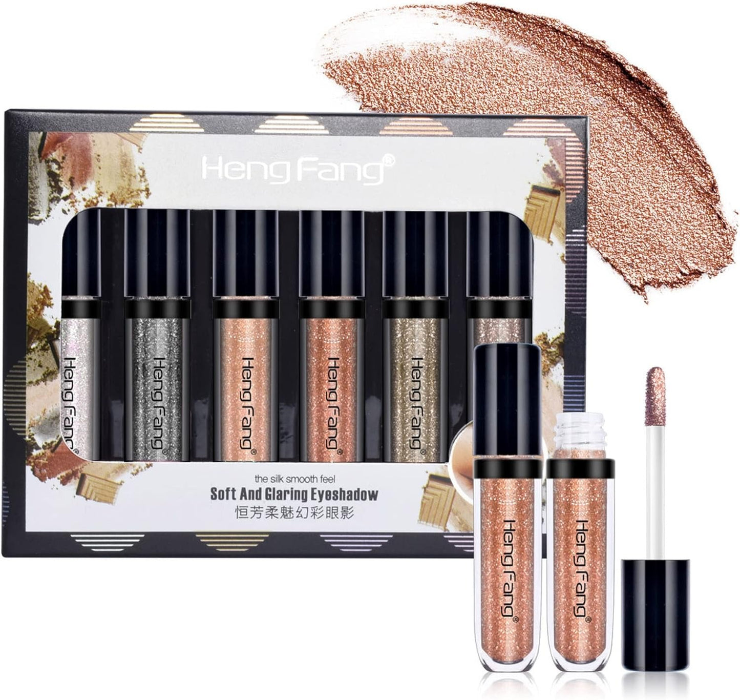 Heng Fang 6-Piece Liquid Glitter Eyeshadow Set – Waterproof & Long-Lasting Sparkle